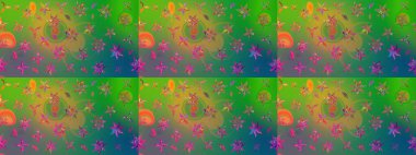 Yeşil ve mavi lale çiçekli Raster eskiz deseni. Doğal kozmetik ürünleri, parfüm, çiçekçi dükkanı için bahar ihalesi tasarımı. Karşılama ya da düğün geçmişi olarak kullanılabilir. Paket kağıdı için en iyisi..