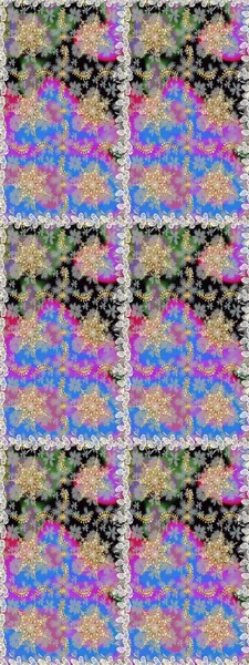 Süslü dantel iz sürücü. Çiçekli süslemeli, pürüzsüz bir desen. Gri renkli geleneksel Arapça dekor. Doğu tarzında klasik tasarım öğesi. Duvar kağıdı için altın süslü illüstrasyon.