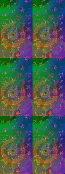 Soyut çiçek çizim kalıbı arka planı. Raster deseni. Raster illüstrasyonu. Yeşil ve mavi renklerde. Küçük çiçekte sevimli çiçek deseni var..