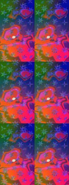 Çiçekli karalama şeklinde Raster çiçek deseni. Yumuşak, bahar çiçekleri mavi ve mor renklerde. Raster illüstrasyonu.