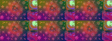 Mor ve kahverengi renkte etnik çiçekli zarif eskiz deseni. Asya Tekstil 'inde Raster Çiçek İllüstrasyonu.