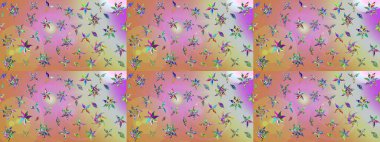 Sevimli çiçek raster deseni. Tarafsız ve pembe renklerde çiçekler. Renkli Bahar Teması eskiz kalıbı. Düz Çiçek Elementleri Tasarımı.