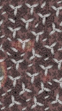 Çiçek rengi eskiz deseni. Raster Yumuşak kumaş deseni. Klasik taslak çizimi. Raster çiçek izi..