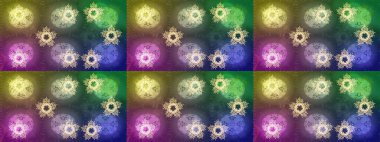 Raster illüstrasyonu. Çiçek Elementleri 'nin soyut geçmişi. Yeşil, nötr ve mor renkler üzerine dizayn. Raster kış deseni.