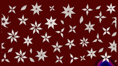 Kumaş desenli papatya çiçeği detayı. Kırmızı ve nötr renkte çiçekler.