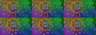 Yeşil ve mavi renkte çiçekler olan çiçek deseni çiz. Suluboya tarzında yeşil ve mavi renkte çiçekler.