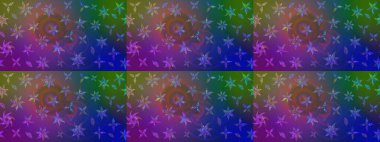 Mavi ve mor renkli şirin çiçek desenleri. Raster Modaya uygun kumaş deseni. Renkli Bahar Teması eskiz kalıbı. Düz Çiçek Elementleri Tasarımı.