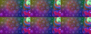 Raster çiçek desenleri çiziyor. Mor ve mor renkli vadilerin çiçekleri.