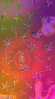 Pembe ve mor renkte güzel çiçekleri olan eskiz deseni, suluboya çiçek deseni, duvar kağıdı, kart veya kumaş için fayanslı. Raster..