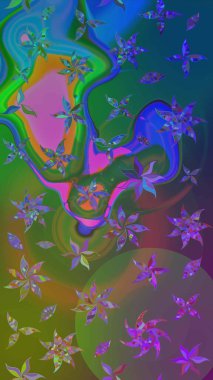 Çiçekli yaz çiçekleri. Küçük çiçekte güzel bir desen. Küçük renkli çiçekler. Moda baskıları için zarif bir şablon. Motley illüstrasyonu. Çizim.