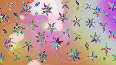 Şirin çiçek elementleri. Tarafsız ve pembe renklerde çiçekler. Raster illüstrasyonu. Çizim.