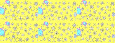 Raster illüstrasyonundaki çiçek desenli çizim. Suluboya tarzında sarı ve beyaz renkte çiçekler.