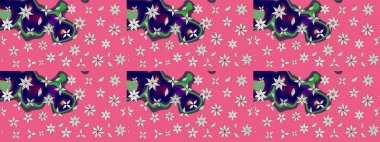 Ağaç dallı bahar çiçekleriyle desen, pembe renklerde ve çiçek siluetiyle nötr renkler. Raster deseni.