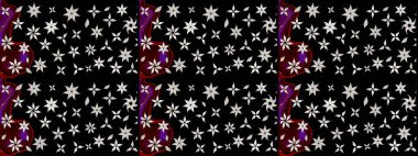 Siyah ve nötr renklerde çiçekler. Raster illüstrasyonu. Tropikal çizim çiçek deseni.