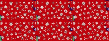 Kırmızı ve nötr renklerde şirin tekstil tarzında. Renkli çizim kalıbı. Raster illüstrasyonu. Çiçek duvar kâğıdı. Çiçek arka planı.