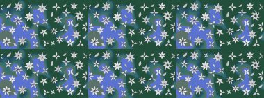 Halk tarzı. Modern çiçek arkaplanı. Parlak renkli çiçekleri ve yeşil ve mavi renkli yaprakları olan harika bir çiçek deseni. Moda baskıları için zarif bir şablon.