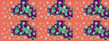 Raster illüstrasyonundaki çiçek desenli çizim. Turuncu ve nötr renkte çiçekler.