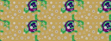 Raster. Sarı ve nötr renkte güzel çiçekli eskiz deseni, suluboya çiçek deseni, duvar kağıdı, kart veya kumaş için fayanslı.