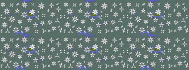 Çiçek desenli eskiz. Düz Çiçek Elementleri Tasarım Raster illüstrasyonu. Tarafsız ve gri renklerde çiçekler. Renkli Bahar Teması çizim şablonu.