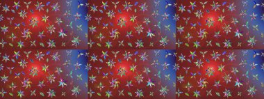 Raster illüstrasyonu. Klasik çiçek tasarımı elementleri. Kahverengi ve kırmızı kıvırcık çiçekler kahverengi ve kırmızı renklerde.