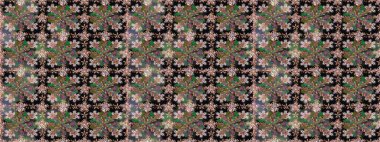 Düz Çiçek Elementleri Tasarımı. Çiçekli, kusursuz bir arkaplan. Renkli Bahar Temalı Kusursuz Arkaplan. Çocuk stili.