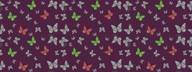 Kahverengi renkli illüstrasyon. Kağıt, kumaş ve ambalaj için uygun. Kelebekli Raster çiçek deseni..