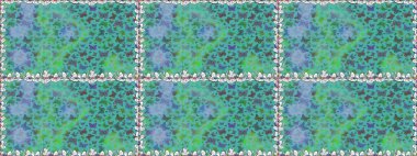 Klasik tarzda hem de. Mavi renkli illüstrasyon. Elin kusursuz deseni suluboya desenli siluet kelebekleri. Raster illüstrasyonu.