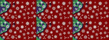 Kırmızı renklere karalamalar çizilmiş çiçek deseni. Raster illüstrasyonu.