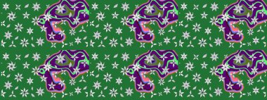 Çiçekli karalama şeklinde Raster çiçek deseni. Nazikçe, güzel çiçek arkaplanı. Yeşil renkte çiçekler.