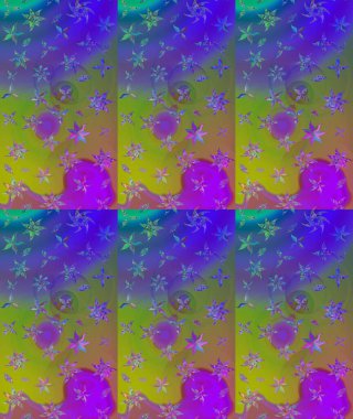 Raster illüstrasyonu. Çiçek süslemeli çizim deseni. Mor renkte çiçekler.