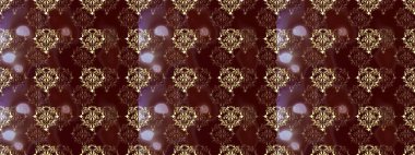 Kahverengi, mor ve bej üzerine altın rengi klasik barok çiçeksiz desenler. Süslü raster dekorasyonu. Lüks, kraliyet ve Viktorya dönemi konsepti. Kahverengi, mor ve bej renklerde altın element.
