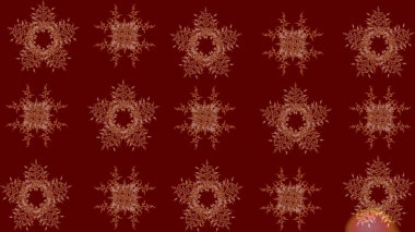 Kış kar taneleri, raster arka plan. Yüzey için tekrarlanan doku, ambalaj kağıdı, kırmızı, kahverengi ve pembe renkte kar tanesi.