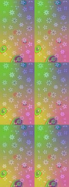 Eskiz arkaplan modeli. Yapraklı çiçekler ve doğal ve yeşil renklerde papatya çiçekleri. Raster - stok.