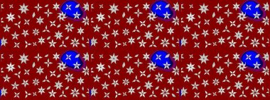 Düz Çiçek Elementleri Tasarımı. Sevimli çiçek raster deseni. Kırmızı ve nötr renklerde çiçekler. Renkli Bahar Teması çizim şablonu.