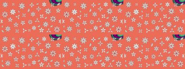 Çiçekler turuncu ve nötr renklerde. Raster illüstrasyonundaki çiçek desenli çizim. Düz Çiçek Elementleri Tasarımı. Renkli Yaz Teması çizim şablonu.