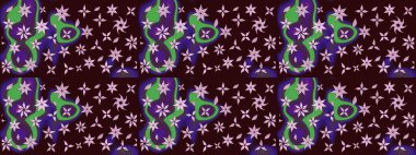 Raster hisseleri. Kahverengi üzerine çiçekler. Eskiz arkaplan modeli. Suluboya, elle çizilmiş.