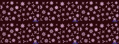 Çiçekli karalama şeklinde Raster çiçek deseni. Kahverengi renkli çiçekler. Yumuşak, bahar çiçekli arka plan.