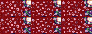 Hediye ambalaj kağıdı, tebrik kartları, posterler ve pankart tasarımı. Raster düz çiçek çizim deseni. Kırmızı renkte çiçekler.