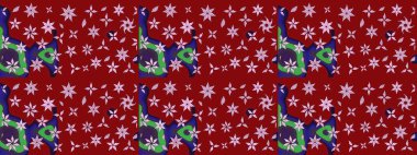 Düz Çiçek Elementleri Tasarımı. Chichi 'nin kumaş kalıbını çiz. Renkli Bahar Teması eskiz kalıbı. Çiçek deseni. Raster illüstrasyonu.