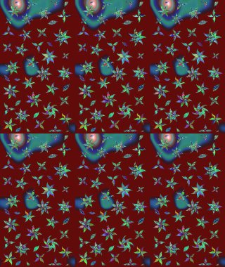 Raster illüstrasyonu. El yapımı çiçek ve bitki koleksiyonu. Raster illüstrasyonu. Şirin karalamalı çiçek desenli çizim. Çizim biçimi kırmızı renklerde.