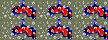 Yeşil renkli etnik çiçeklerle süslenmiş zarif bir eskiz şekli. Raster Çiçek İllüstrasyonu güzel tekstil..