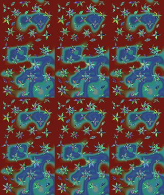 Raster illüstrasyonu. El çizimi. Çiçekli, yapraklı, çiçek desenli çizim..