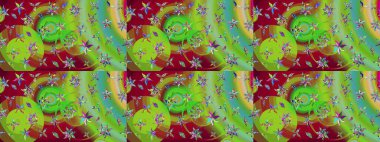 Çiçek desenli raster, yeşil ve kırmızı çizgi grafik desenli soyut raster arkaplan. Modern stil dokusu.