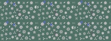 Yeşil ve nötr renklerde çiçekler. Çiçekli karalama şeklinde Raster çiçek deseni. Nazik, sevimli çiçek arkaplanı..