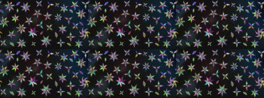 Gri ve mavi renkli etnik çiçekli zarif eskiz deseni. Asya Tekstil 'inde Raster Çiçek İllüstrasyonu.