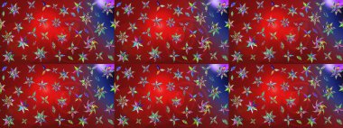 Renkli Bahar Teması eskiz kalıbı. Raster illüstrasyonundaki çiçek desenli çizim. Düz Çiçek Elementleri Tasarımı. Güzel kumaş deseni.