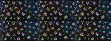 Küçük çaplı çiçeklerdeki basit şirin desenler. Tekstil veya kitap kapakları, imalat, duvar kağıtları, baskı, hediye paketi ve yapıştırma kitabı için çiçek eskizi geçmişi. Raster illüstrasyonu.