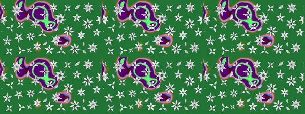 Raster illüstrasyonundaki çiçek desenli çizim. Renkli Bahar Teması eskiz kalıbı. Yeşil ve nötr renklerde çiçekler. Düz Çiçek Elementleri Tasarımı.