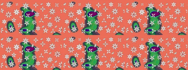 Modaya uygun kumaş deseni. Renkli Yaz Temalı eskiz kalıbı. Sevimli çiçek raster deseni. Düz Çiçek Elementleri Tasarımı.