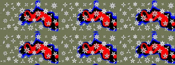 Yeşil renkli etnik çiçeklerle süslenmiş zarif bir eskiz şekli. Raster Çiçek İllüstrasyonu güzel tekstil..